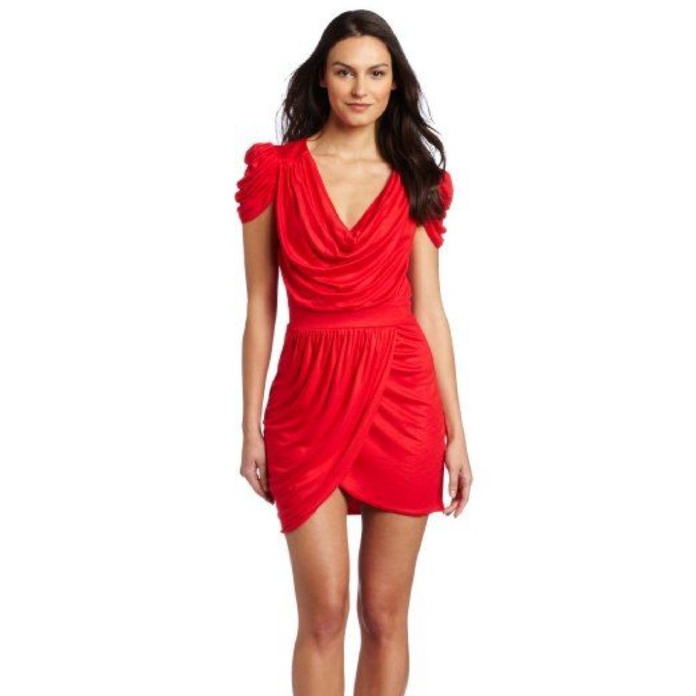 French Connection Red Draped Mini Dress